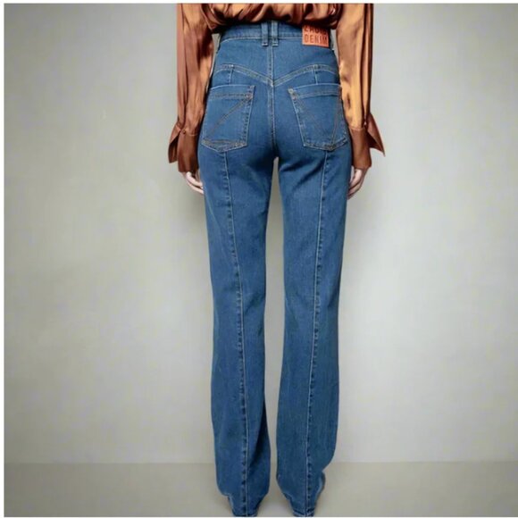 Zadig Voltaire High Waist Eyes Button Fly Jeans Straight Sz 27 Women's Blue - Picture 5 of 9